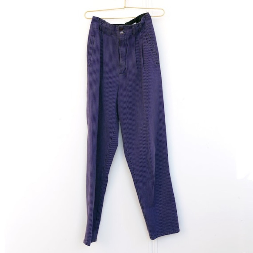 90s Purple Pinstripe High Rise Trousers S